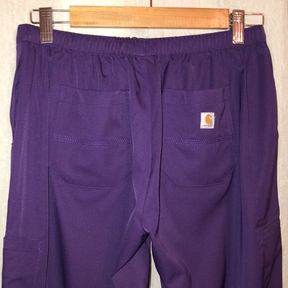 carhartt SP Force Purple Scrub Pants with Six Pockets Gold Drawstrings - Picture 4 of 14